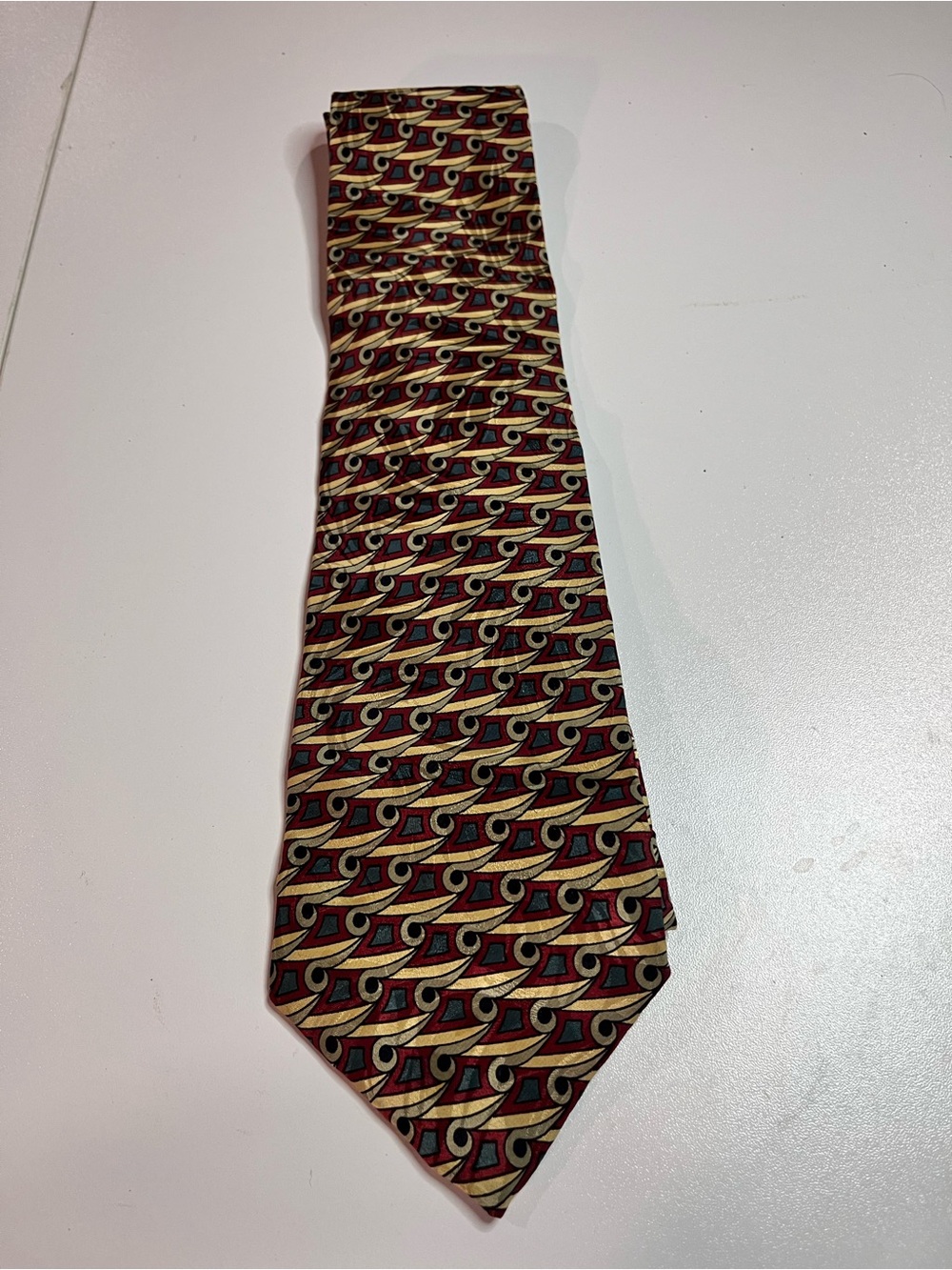 Salvadore Men's Burgundy Patterned Silk Tie